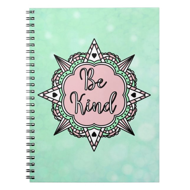 Be Kind | Mint Green and Pink Notebook (Front)