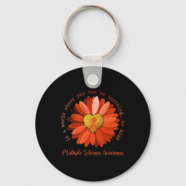 Be Kind Multiple Sclerosis Awareness Orange Ribbon Key Ring (Front)