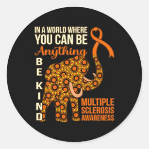 Be Kind Multiple Sclerosis Awareness Support Graph Classic Round Sticker