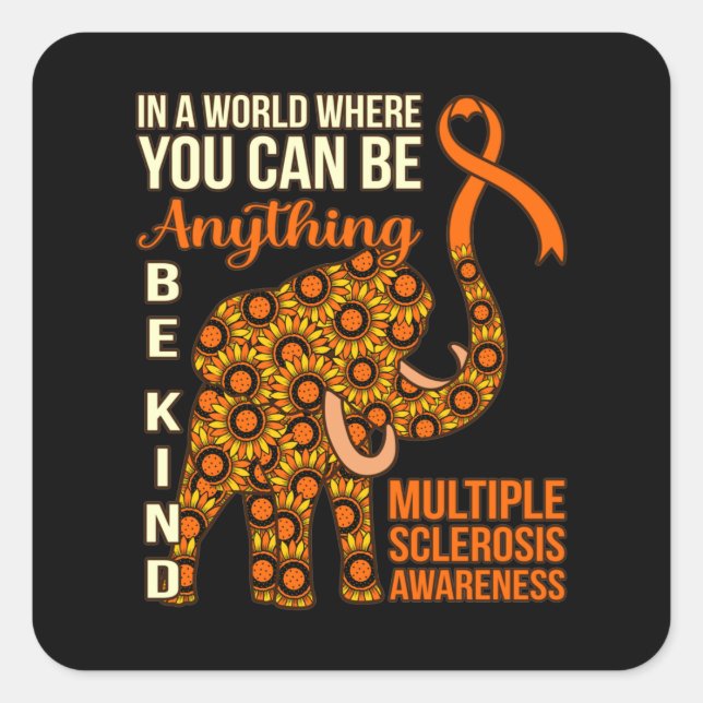 Be Kind Multiple Sclerosis Awareness Support Graph Square Sticker (Front)