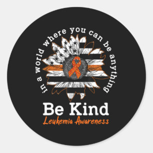 Be Kind Orange Ribbon Sunflower Kindness Leukaemia Classic Round Sticker
