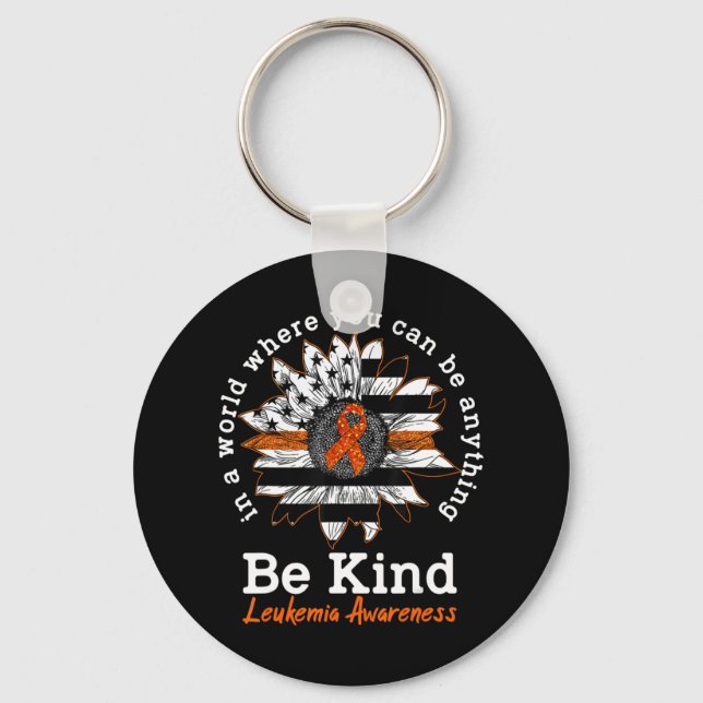 Be Kind Orange Ribbon Sunflower Kindness Leukaemia Key Ring (Front)