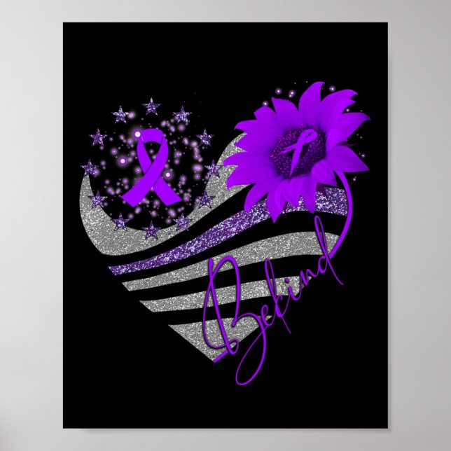 Be Kind Overdose Awareness Sunflower Ribbon Purple Poster (Front)