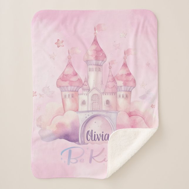 Be Kind Palace on the Pink Cloud Sherpa Blanket (Front)