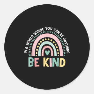 Be Kind Pastel Rainbow Daisy Back To School Kinder Classic Round Sticker