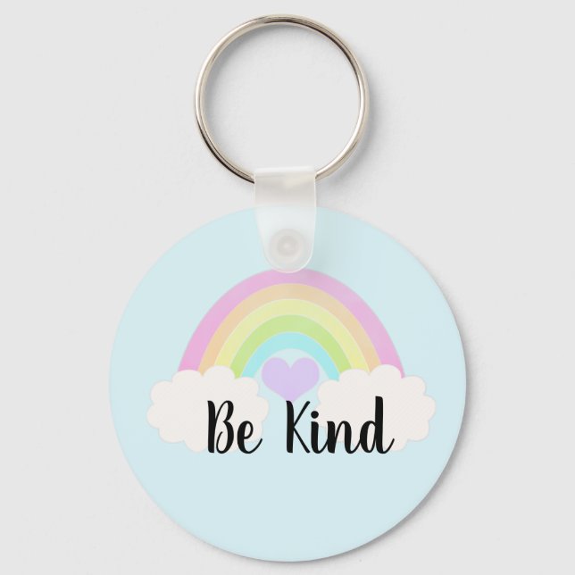 Be Kind Pastel Watercolor Rainbow Key Ring (Front)