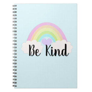 Be Kind Pastel Watercolor Rainbow Notebook