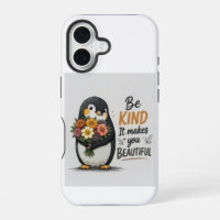 Be Kind Penguin Phone Case | Cute Penguin with Flo