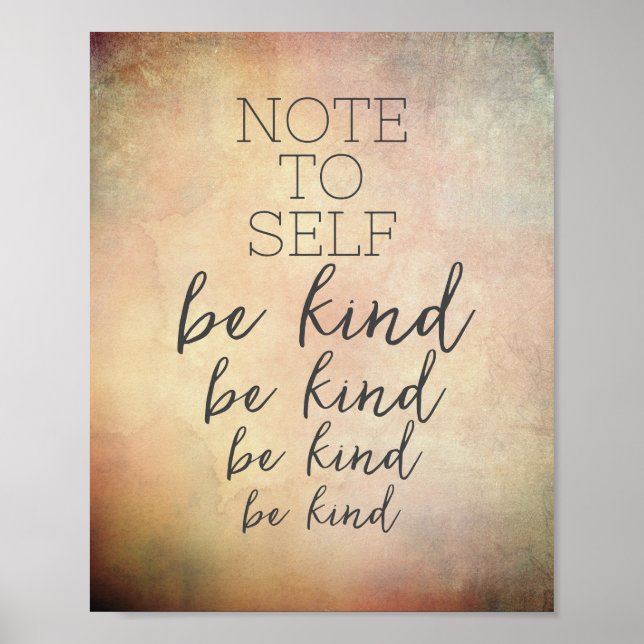 be kind positive quote text distressed warm colour poster (Front)