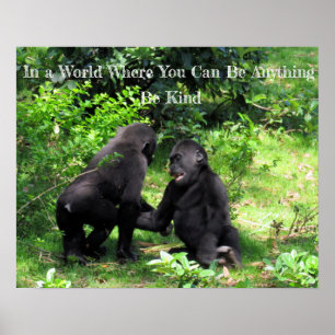 Be Kind Poster - Baby Gorilla Quote Poster
