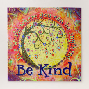 Be KIND Pretty Floral Inspirational Inspirivity Jigsaw Puzzle