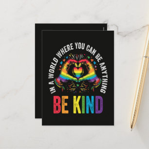 Be Kind Pride LGBT Month Holiday Postcard