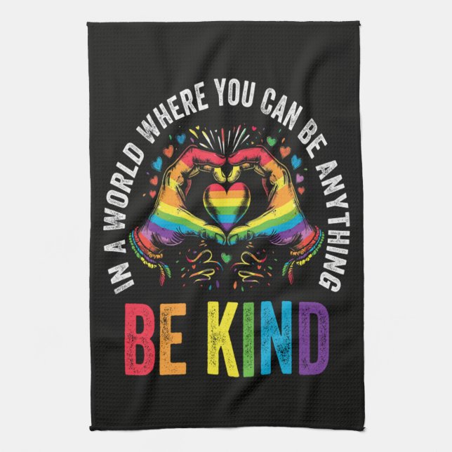 Be Kind Pride LGBT Month Tea Towel (Vertical)
