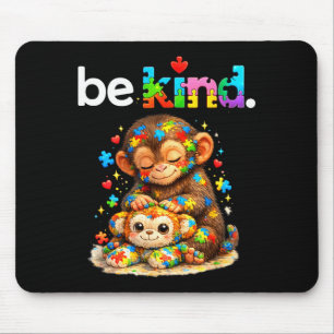 Be kind punch monkey colourful puzzle autism mouse pad
