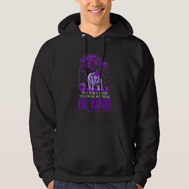 Be Kind Purple Domestic Violence Awareness Elephan Hoodie (Front)