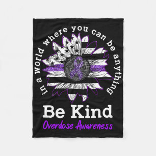 Be Kind Purple Sunflower Overdose Awareness Choose Fleece Blanket
