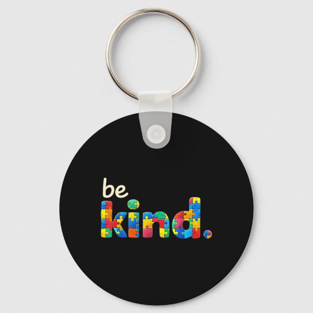 Be Kind Puzzle Autism Awareness Autistic for Men Key Ring (Front)