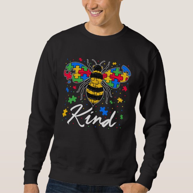Be Kind Puzzle Bee Autism Awareness Autistic Kids  Sweatshirt (Front)