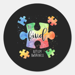 Be Kind Puzzle Pieces Cute Autism Awareness Classic Round Sticker