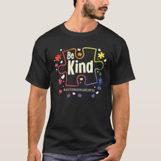 Be Kind Puzzle Pieces Cute Autism Awareness Graphi T-Shirt