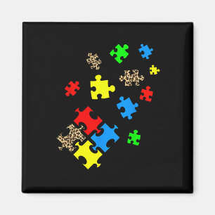 Be Kind Puzzle Pieces Leopard Autism Awareness Mon Magnet