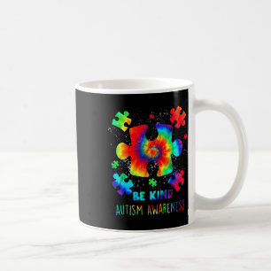 Be Kind Puzzle Pieces Tie Dye Autism Awareness Coffee Mug