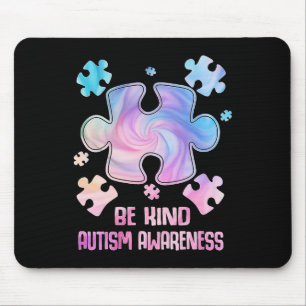 Be Kind Puzzle Pieces Tie Dye Autism Awareness Shi Mouse Pad