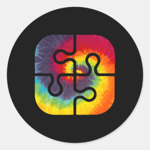 Be Kind Puzzle Pieces Tie Dye Cute Autism Awarenes Classic Round Sticker