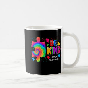 Be Kind Puzzle Pieces Tie Dye Cute Autism Awarenes Coffee Mug