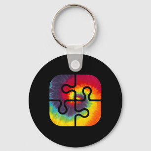 Be Kind Puzzle Pieces Tie Dye Cute Autism Awarenes Key Ring