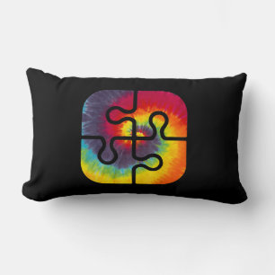 Be Kind Puzzle Pieces Tie Dye Cute Autism Awarenes Lumbar Cushion