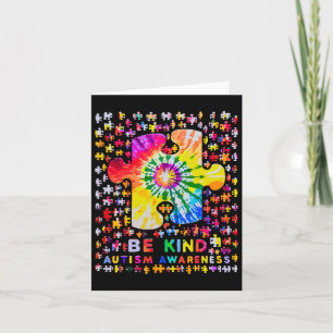 Be Kind Puzzle Tie Dye Autism Awareness Card