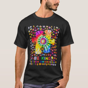 Be Kind Puzzle Tie Dye Autism Awareness T-Shirt