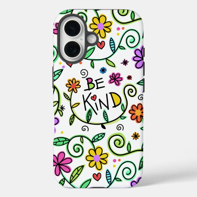 Be Kind Quote Cute Typography and Floral Case-Mate iPhone Case (Back)