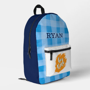 Be Kind Quote Mustard Orange Splash Blue Gingham Printed Backpack