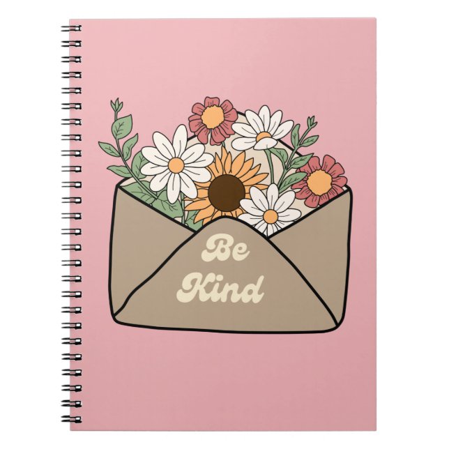 be kind quote on flower message envelope notebook (Front)