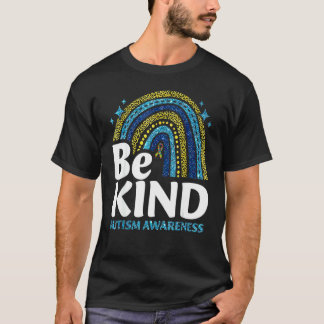 Be Kind Rainbow Autism Awareness Leopard Print Wom T-Shirt