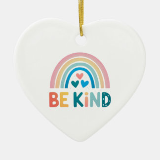 Be Kind Rainbow Ceramic Ornament