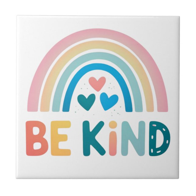 Be Kind Rainbow Ceramic Tile (Front)