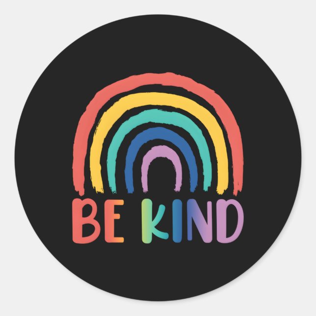 Be Kind Rainbow Choose Kindness Classic Round Sticker (Front)