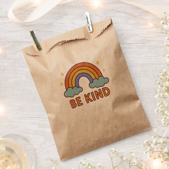 "Be Kind Rainbow – Colourful Positive Quote Design Favour Bag (Clipped)