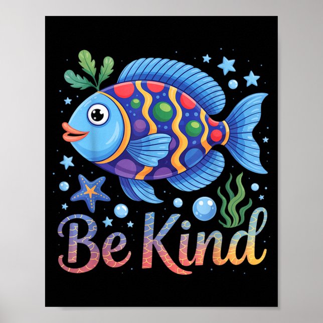 Be kind rainbow fish teacher reading book lover  poster (Front)