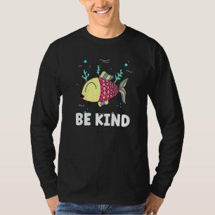 Be Kind Rainbow Fishing Teacher Life Teaching Back T-Shirt
