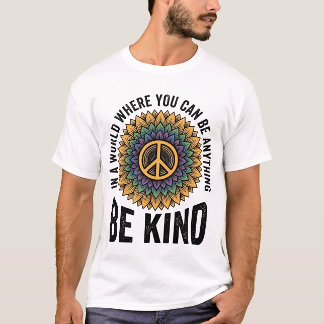 Be Kind Rainbow Flower Peace Vintage Shirt Design_ (Front)