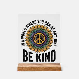Be Kind Rainbow Flower Peace Vintage Shirt Design_ Acrylic Sign