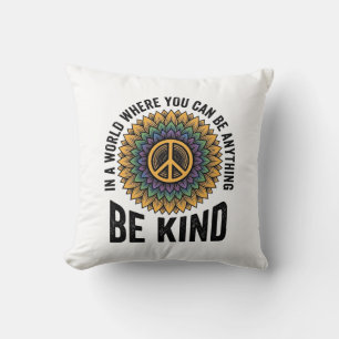 Be Kind Rainbow Flower Peace Vintage Shirt Design_ Cushion