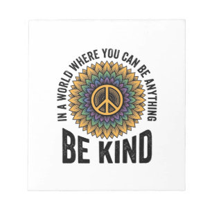 Be Kind Rainbow Flower Peace Vintage Shirt Design_ Notepad