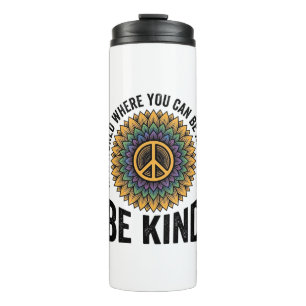 Be Kind Rainbow Flower Peace Vintage Shirt Design_ Thermal Tumbler