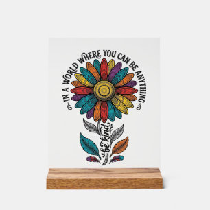 Be Kind Rainbow Flower Vintage Engraving Shirt_1 Acrylic Sign
