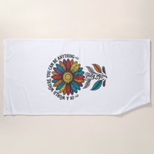 Be Kind Rainbow Flower Vintage Engraving Shirt_1 Beach Towel